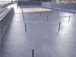 Swimming pool filled with foaming concrete